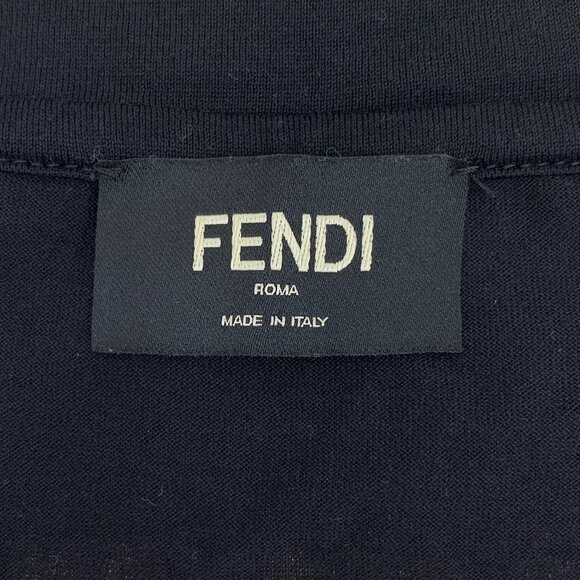 Fendi Black & White Color-Blocked "Freedom" Print Cotton Round-Neck Short-Sleeve - Picture 2 of 7
